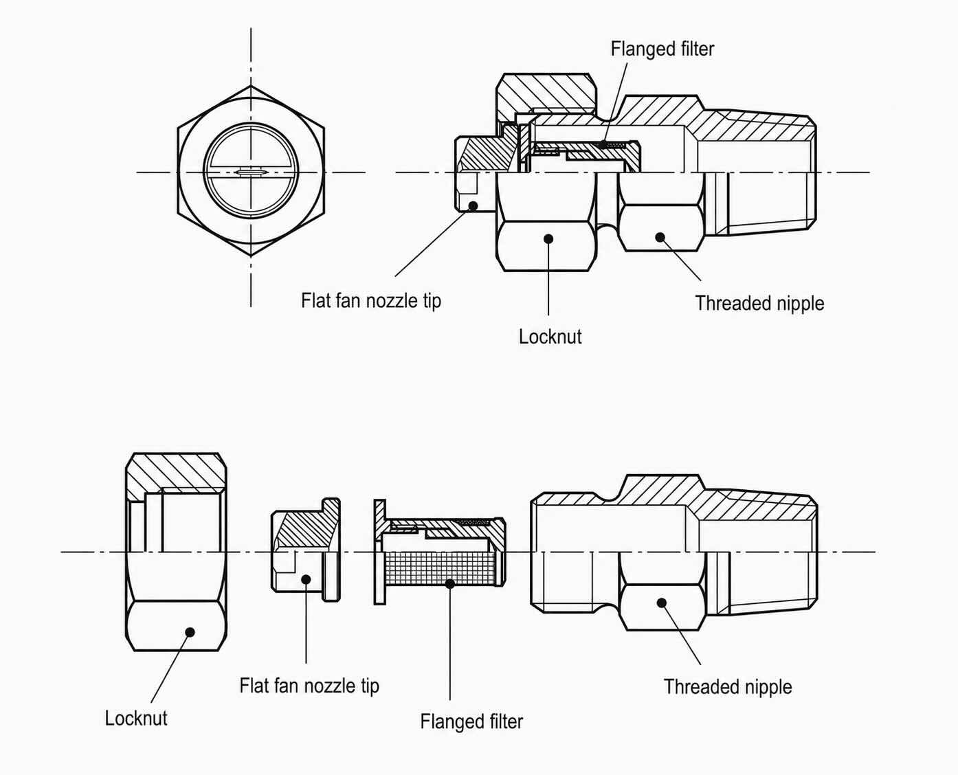 SJV 3-piece Nozzle Exploded View