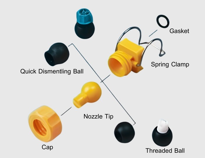 Clamp Pipe Spray Nozzle Exploded View